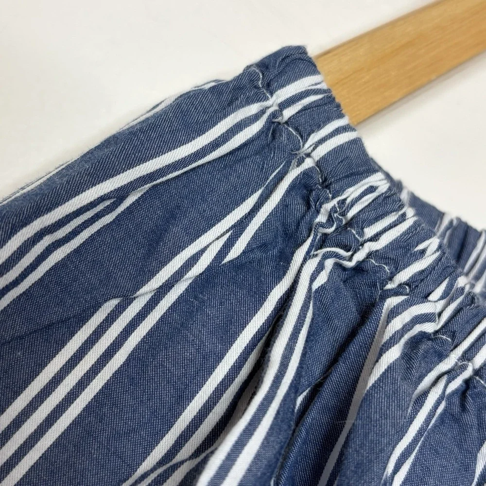 Old Navy Blue White Striped Puff Sleeve Top Womens 2X Nautical Preppy Coastal